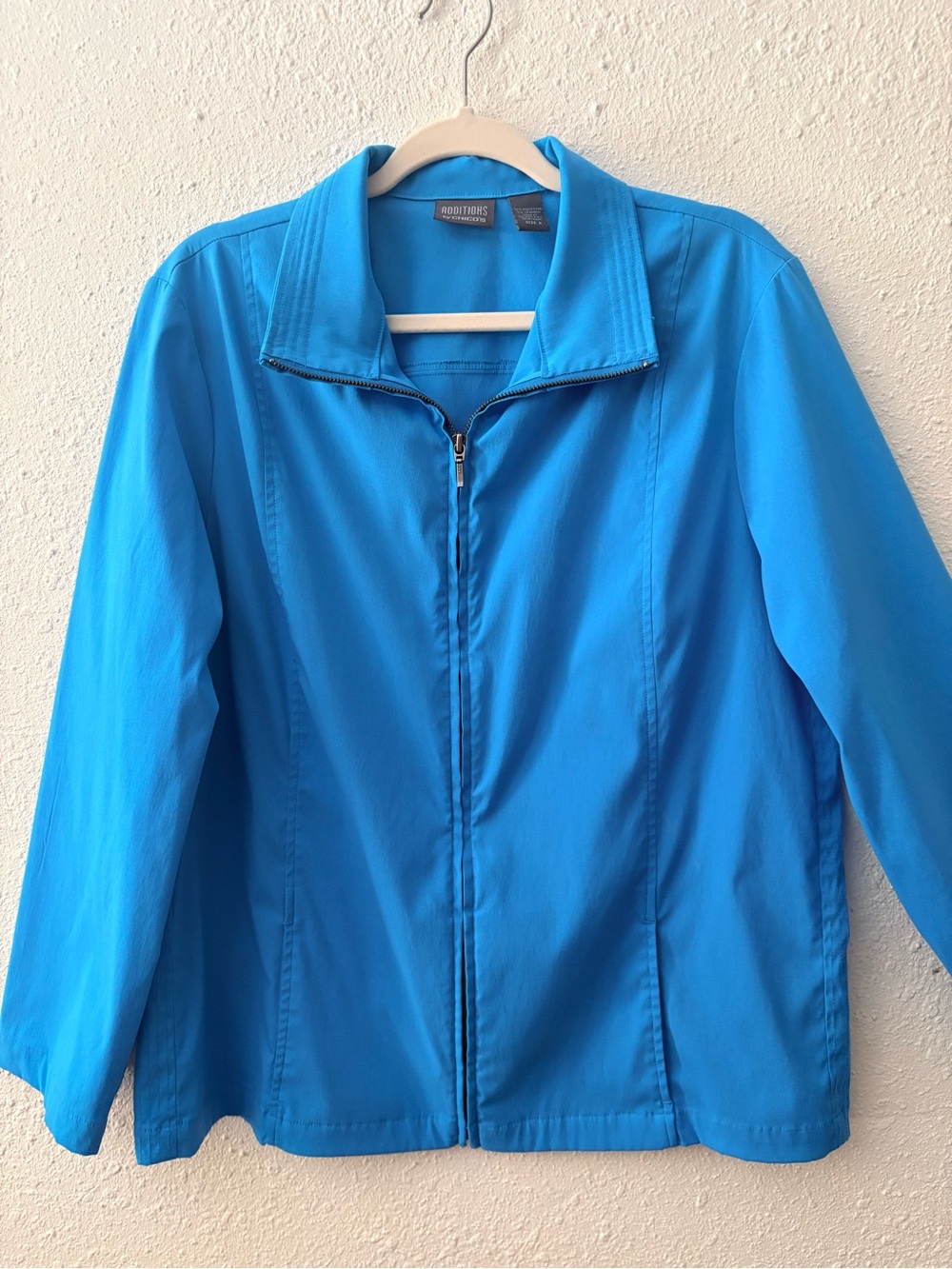Chico's Additions Vibrant Blue Full-Zip Lightweight Jacket 3 16 XL